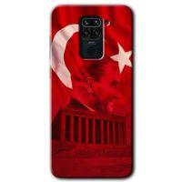 Xiaomi Redmi Note 9 Kılıf Baskılı Kapak - Anıtkabir Atatürk + 5D Tam Kaplayan Cam