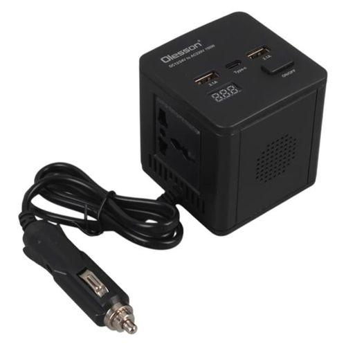Olesson 1663 DC 12-24V 150W Oto Araç Power İnverter TYPE-C - Çift USB - 220V Üniversal Priz Girişli