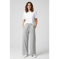 Kadın Yumuşak Hafif Nefes Alabilen Kumaş Geniş Paça Pantolon – Rahat Kalıp – Yüksek Bel – Grey
