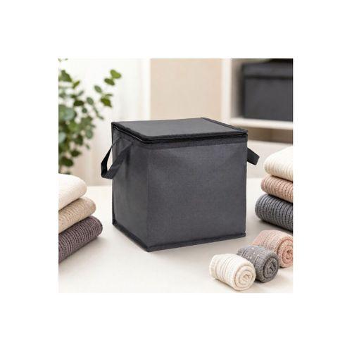 Mini Hurç Antrasit 25x25x25 cm Fermuarlı Katlanabilir Çorap Kazak Havlu Saklama Hurcu