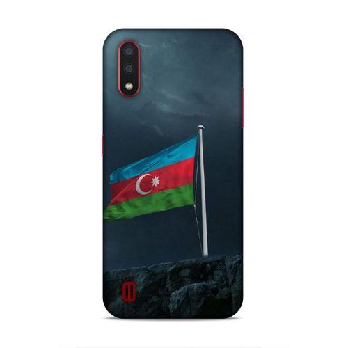 Samsung Galaxy A01 Uyumlu Kılıf Azarbaijan (27) Tasarımlı Kılıf Mavi Beyaz