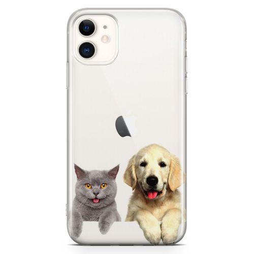 Apple iPhone 11 Kılıf Scottish Fold Kedi Ve Köpek Arka Kapak Koruma Desenli Full Koruyucu