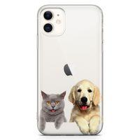 Apple iPhone 11 Kılıf Scottish Fold Kedi Ve Köpek Arka Kapak Koruma Desenli Full Koruyucu