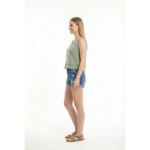 Kolsuz Cunda Bisiklet Yaka Yazlık Nakışlı Müslin Bluz Zeytin Yeşili Zytnysl