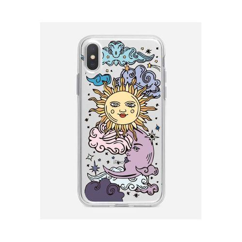 İphone Xs Güneş Ay Tasarımlı Şeffaf Telefon Kılıfı