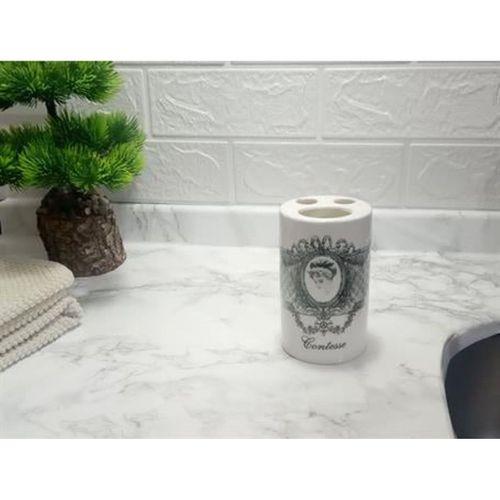 2 Adet Seramik Diş Fırçalık Kraliçe Model 7X7X11Cm Banyo Seti
