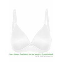 Alışveriş Meydanı Kadın Beyaz Üçgen Görünümlü Boş Kap Süngerli Telsiz Sütyen