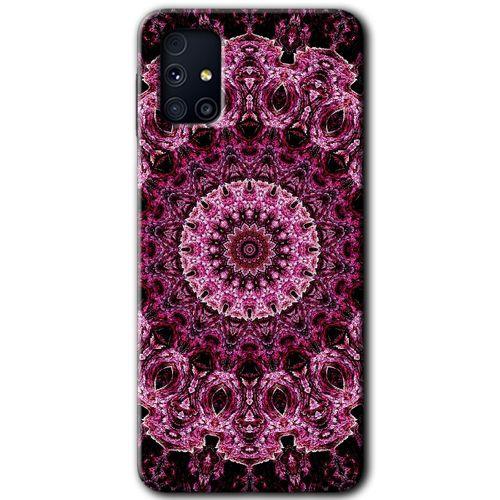 MRCİLETİSİM Samsung Galaxy M31s Kılıf Baskılı Kapak - Mandala Patterns Kaleidoscope + 5D Tam Kaplayan Cam