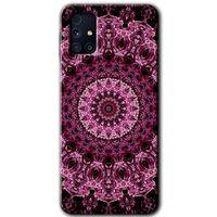 MRCİLETİSİM Samsung Galaxy M31s Kılıf Baskılı Kapak - Mandala Patterns Kaleidoscope + 5D Tam Kaplayan Cam