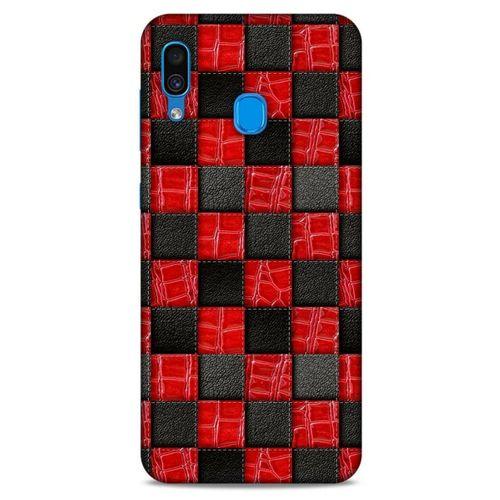 Samsung Galaxy A30 Kılıf Patchwork (47) Crystal Flex Kılıf Siyah Kırmızı