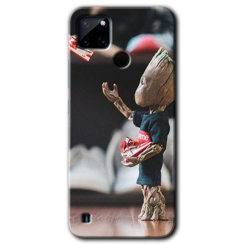 Realme C21 Kılıf Baskılı Kapak - I am Groot + 5D Tam Kaplayan Cam
