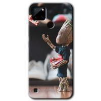 Realme C21 Kılıf Baskılı Kapak - I am Groot + 5D Tam Kaplayan Cam