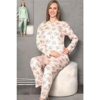 Fawn Kadın Gül Baskı 3 Düğme Uzun Kol Pijama Takımı (6806)