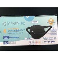 Cenermed Siyah 4 Katlı Yumuşak Elastikli Çift Kat Melt-blown Kutuda 50 Adet
