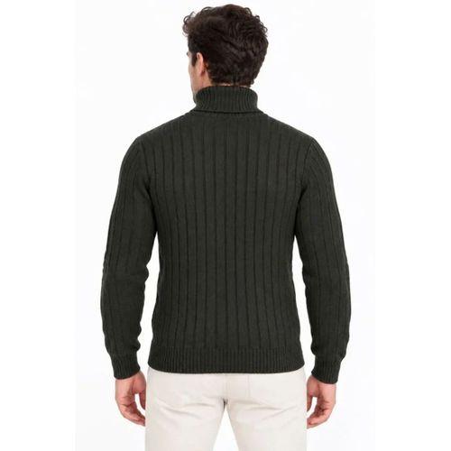 Erkek Balıkçı Yaka Tam Boğazlı Kalın Fitilli Regular Fit Triko Kazak - Füme