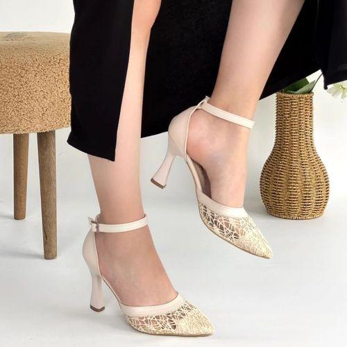 Hejja Bej Cilt Tül Detaylı Topuklu Ayakkabı