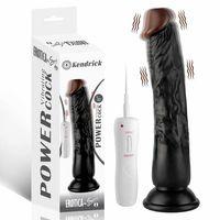 Kendrick - Kumandalı Vantuzlu Testissiz Güçlü Titreşimli Gerçekçi Zenci Yapay Penis Realistik Dokuda Dildo 22 CM