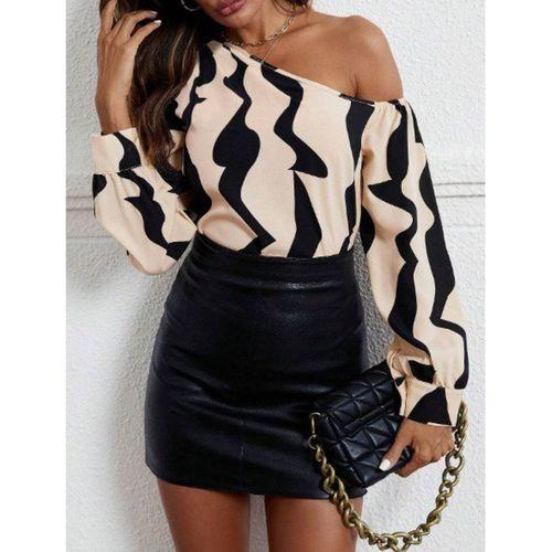 Kadın Tek Omuzdan Açık Uzun Kollu Modal Bluz