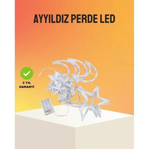 Yıldız Ve Ay Figürlü Prizli Perde Led Işık Romantik Ortam Aydınlatması