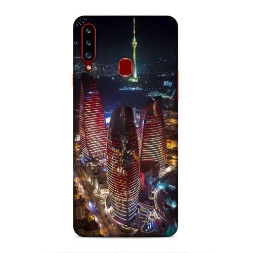 Samsung Galaxy A20s Uyumlu Kılıf Azarbaijan (33) Hybrid Kılıf Kuleler Gece