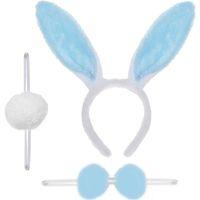 Tavşan Kostüm Seti Mavi Renk - Taç, Papyon, Ponpon, Kuyruk
