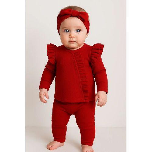 Orkide Desenli Fisto Detaylı 3 Parça Kız Bebek Takımı %100 Pamuk