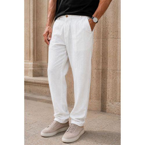 Sorrentino Relax Fit %100 Pamuk Flamlı Kumaş Erkek Jogger Pantolon - Ekru