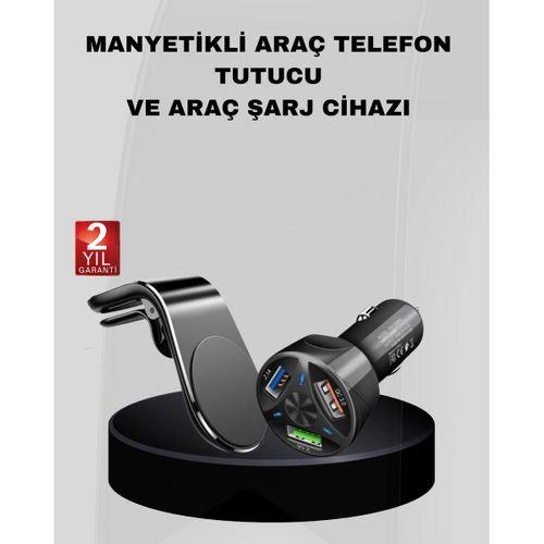Araç İçi Telefon Tutucu + Quick Charge 3.0 Araç Şarj Cihazı Seti