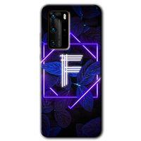 Huawei P40 Pro Kılıf HD Desen Baskılı Arka Kapak - Dark Neon Yaprak F Harfi