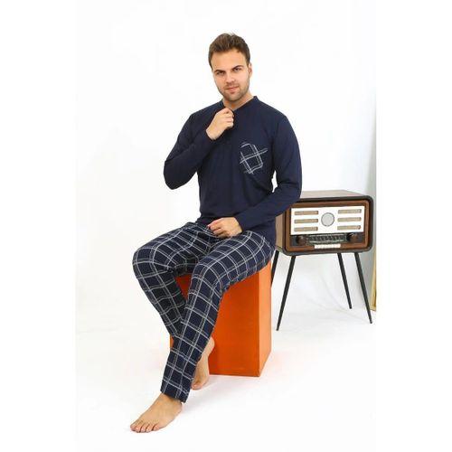 Erkek Uzun Kol Penye Lacivert Pijama Takımı
