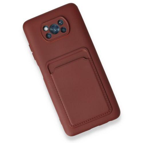 XD Xiaomi Pocophone X3 Pro Kılıf Kelvin Kartvizitli Silikon - Bordo