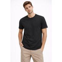 Erkek Bisiklet Yaka Tişört Regular Kalıp Basic Pamuklu Günlük Kullanım T-shirt - Siyah