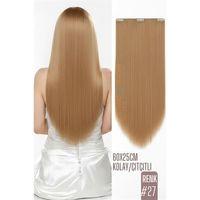 Doğal Görünümlü Düz Siyah Sentetik Kaynak Saç – RENK KOD:#27 Kolay Tak Çıkar, Işıltılı Etki!