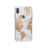 iPhone X Dünya Harita Desenli Premium Şeffaf Silikon Kılıf
