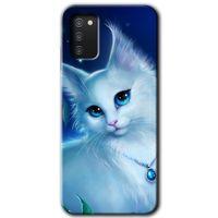Galaxy A03s Kılıf HD Desen Baskılı Arka Kapak - Cat Glance + Kırılmaz Cam