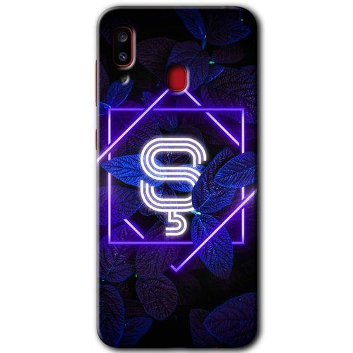 Galaxy A30 Kılıf HD Desen Baskılı Arka Kapak - Dark Neon Yaprak Ş Harfi