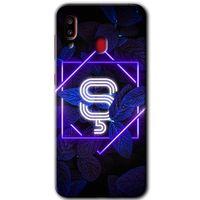 Galaxy A30 Kılıf HD Desen Baskılı Arka Kapak - Dark Neon Yaprak Ş Harfi