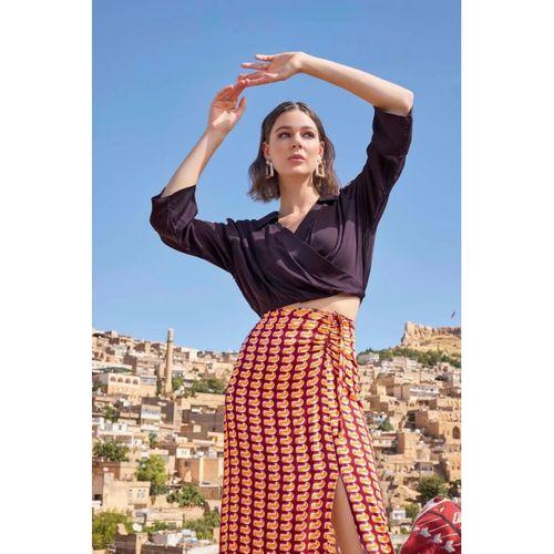 Etnik Desenli Saten Etek Takımı