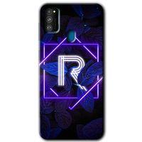 Samsung Galaxy M21 HD Baskılı Kılıf + 9D Tam Ekran Koruyucu - Dark Neon Yaprak R Harfi