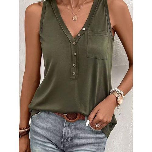 Kadın Askılı önden Düğmeli Viskon Bluz