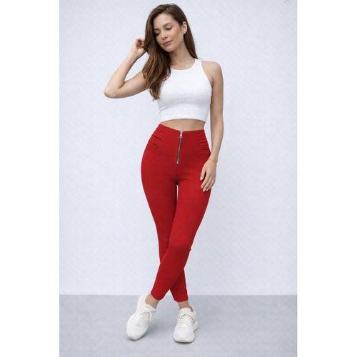 Kadın Yüksek Belli önden Fermuar Ve Nervur Detaylı Dalgıç Tayt