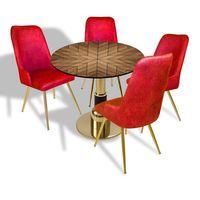 Dockers Gold - Çırağan Mutfak Masa Takımı - (Yuvarlak Çap 80cm - Allzalit CDFTabla) - 6206 Dilimli-Bordo