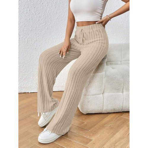 Kadın Hafif şardonlu Full Likralı Fitilli Kaşkorse Kumaş Bol Paça Pantolon