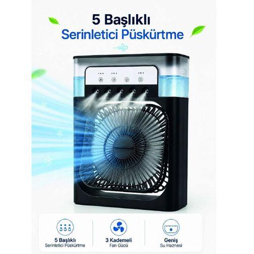 Modern Püskürtmeli Masaüstü Fan Geniş Su Haznesi, 5 Sis Çıkışı, 3 Kademe Fan Gücü
