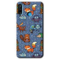 Huawei P30 Lite Kılıf Baskılı Kapak - Animals Funny + 5D Tam Kaplayan Cam