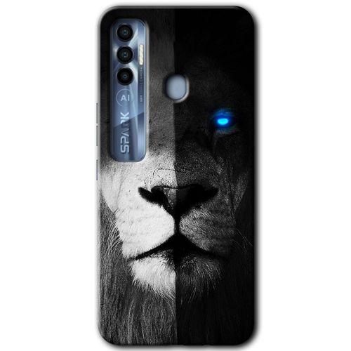 Tecno Spark 7 Pro Kılıf HD Desen Baskılı Arka Kapak - Fire and Ice Lion + Kırılmaz Cam