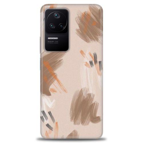 Xiaomi Poco F4 Kılıf HD Baskılı Kılıf - Kahve Çizgiler + Tam Ekran Koruyucu