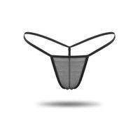 Kadın String Tanga Külot - Transparan Tül, Siyah