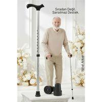 Yükseklik Ayarlanabilir GRİ  Metal Baston - 7 Kademe Ayarlı Ergonomik Denge Desteği + 2 Yedek Uç 716433