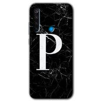 Xiaomi Redmi Note 8T Kılıf HD Desen Baskılı Arka Kapak - Siyah Mermer Desenli R Harfi